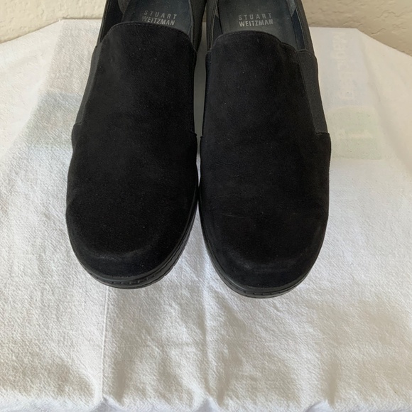 Stuart Weitzman Leather Shoes Suede Wedge Black Size 8.5 - Picture 5 of 13